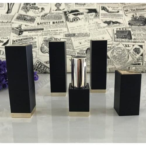 Plastic square lipstick tube / DIY matte black beeswax tube cup size 12.1mm / Cosmetics Packaging F20173315
