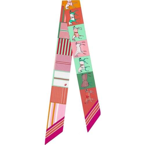 Luxury Horse Bag Scarf Brand Twill 100% Silk Scarves Design Plaid Neckerchief Women Hair Accessories Scarf Fashion Headbands