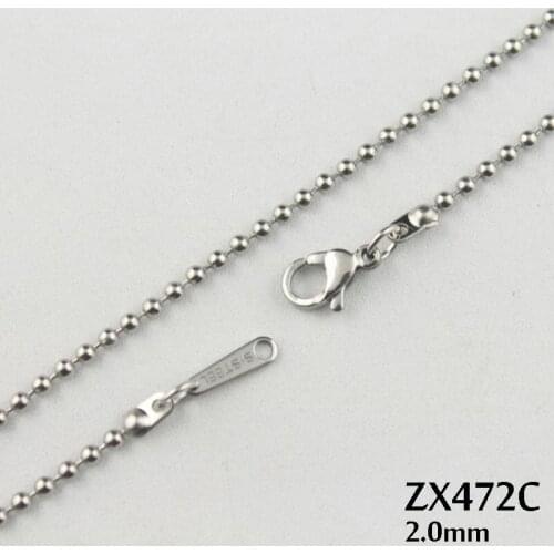 With tag use lobster clasp -16"-36" length stainless steel necklace 2mm ball chain fashion beads chains 20pcs ZX472C
