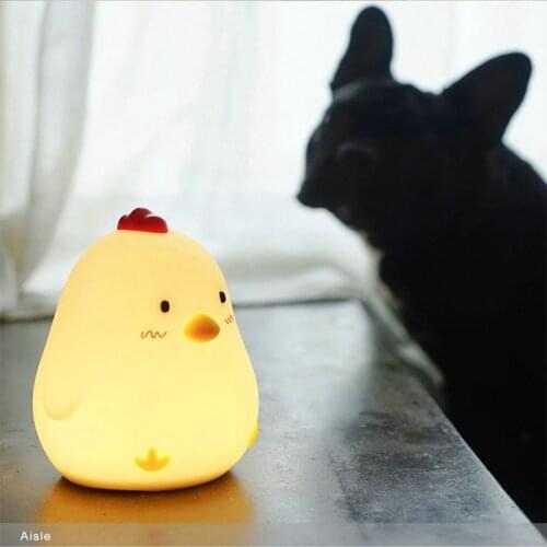 Ins Hot Creative Silicone Wake Up Chicken Night Light Study Bedside Lamp Alarm Clock Kids Night Light Free Shipping