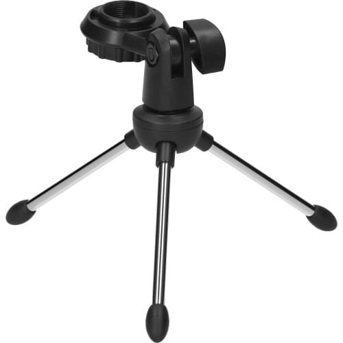 Foldable Desktop Microphone Tripod Stand 5/8 Inch Threaded Mount Portable Mic Desktops Support Rotatable Mic Holder for Meetings