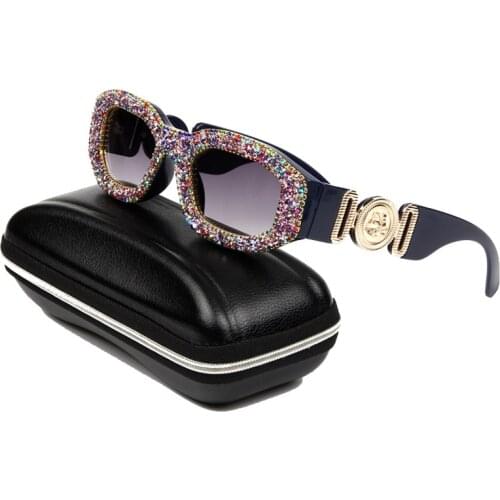 Luxury Crystal Square Small Steam Punk Sunglasses Women Diamond Sun Glasses Men Mirror Lens Brand Unisex Eyeglasses Oculos Gafas