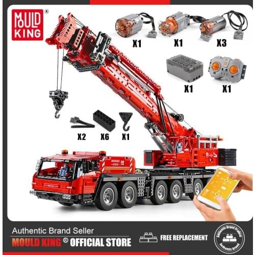MOULD KING Building Blocks High-Tech The APP RC Motorized Red GMK Crane Truck Model Bricks Kids Educational Toys Birthday Gifts