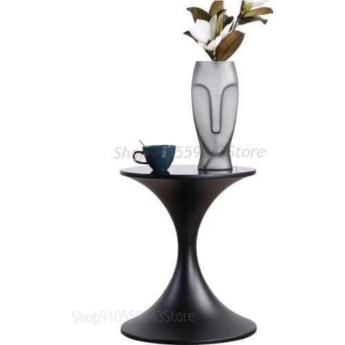 Light Luxury Corner Table Side Table Mini Side Table Black Glass Round Table Nordic Minimalist Small Round Table Small Coffee Ta