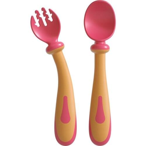 Fork and spoon set Edible pp grade childrens learning food fork and spoon Baby feeding supplies with storage box baby feeding