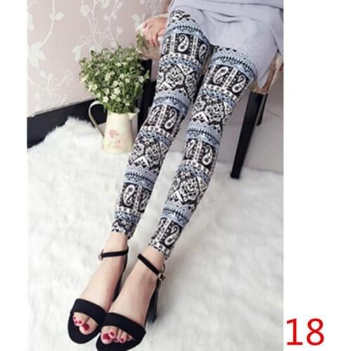 Hot selling High Elastic Design Vintage graffiti Summer Leggings Floral patterned Print Leggins For Women Leggins 2019