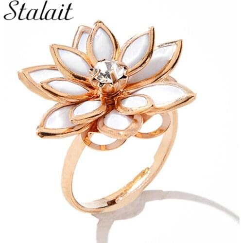Gold Snow Lotus Rings For Women Dripping Oil Multi Layer Love Camellia Flower Ring Wholesale Fast Shipping To Usa Designerr
