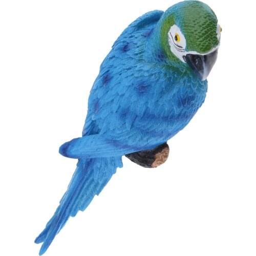 1 Pair Lifelike Bird Ornament Figurine Parrot Toys Sculpture 31cm Red & Blue Garden Supplies