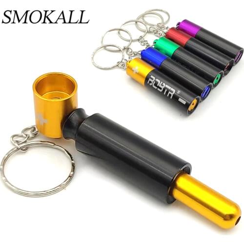 1Pcs Battery Shape Pipe With Keychain Smoking Metal Pipes Herb Tobacco Smoke Smoking Fumar Hierba Cigarette Accessories Pipas