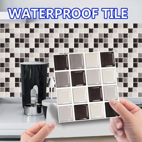 10pc 3D Crystal Tile Stickers DIY Waterproof Toilet Tile Sticker Self-Adhesive Wall Stickers Kitchen Bathroom Wallpapers Decals