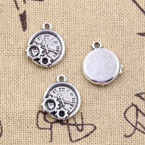 20pcs Charms clock pocket watch 17x13mm Antique Silver Color Pendants DIY Crafts Making Findings Handmade Tibetan Jewelry