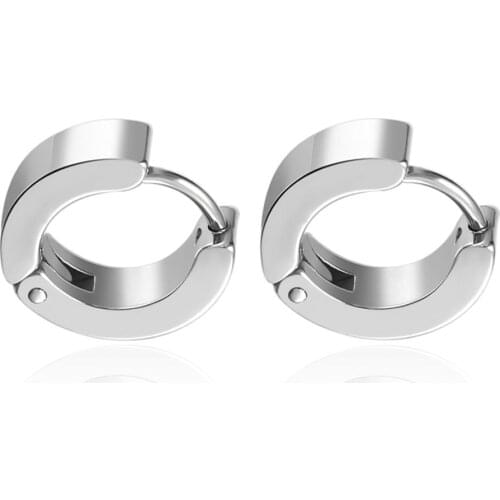 2020 New Fashion Chic 1Pair Cool Punk Mens Stainless Steel Hoop Piercing Round Earring Ear Stud Men Jewelry Hot Sale Boys