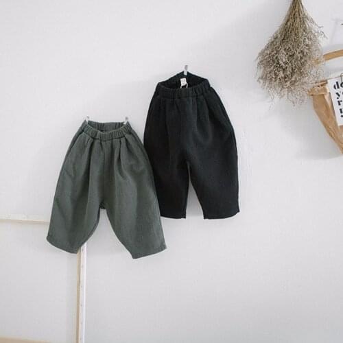 2021 Spring Korean Style Cotton Linen Baby Boys Loose Pants Pure Color Casual Children Trousers Boys Clothes Kids Turnip Pants