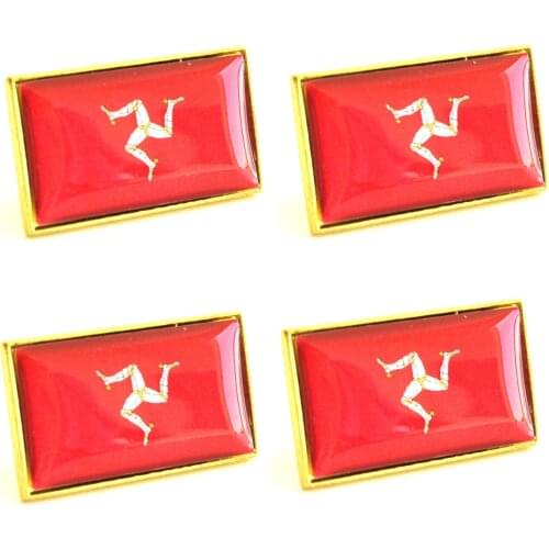 Wholesale 5pcs Isle of Man Rectangle national flag Pin Badge country Lapei Pin 2.5CM X 1.6CM
