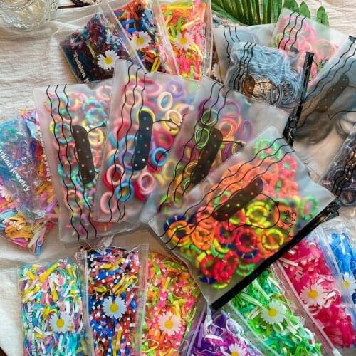 50/100/Bag Children Cute Candy Cartoon Solid Elastic Hair Bands Girls Lovely Srunchies Rubber Bands Kid Hair Accessories