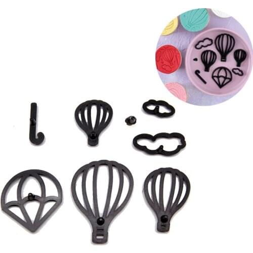 8pcs Hot Air Balloon Cloud Water Drop Fondant Cake Embossing Mold Plastic Cookie Cutter Biscuit Pastry Baking Tool