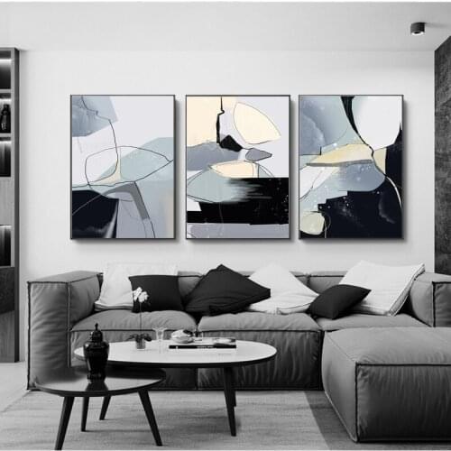 Abstract Black Blue Gray Marble Posters Prints Wall Art Canvas Paintings Modern Nordic Pictures Living Room Decoration