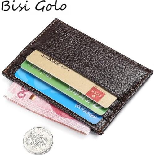 BISI GORO High Quality Credit Card Holder 2020 Slim Money Bag Vintage PU Leather ID Wallet Organizer for Men Women Wholesale