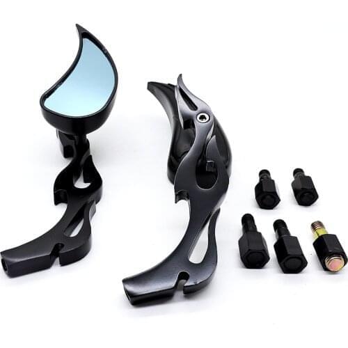 1 Pair 8mm 10mm Motorcycle Rearview Side Mirrors for Harley Honda Yamaha Kawasaki Street Sports Bike Chopper Cruiser Universal