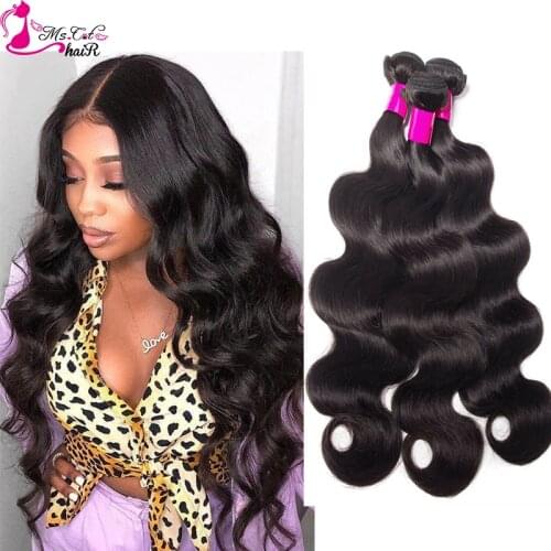 Ms Cat Hair Brazilian Body Wave 3 Bundles Deals 100% Human Hair Weave Extensions 3PCS/lot Remy Hair Can Be Dyed