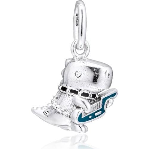 CKK Dino Dinosaur Punk Band Charms 925 Original Fit Pandora Bracelets Sterling Silver Charm Beads for Jewelry Making Bead kralen