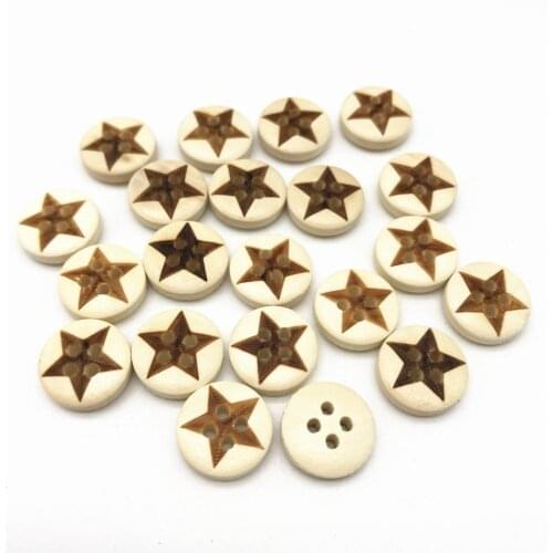 1000pcs 13mm Wood Buttons Natural 4 Holes Round Stars Sewing Button Embellishments diy Crafts Wholesale