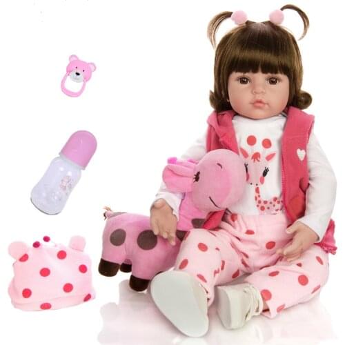 Hot Sale Reborn Baby Doll Toy Cloth Body Stuffed Realistic Baby Doll With Giraffe Toddler Birthday Christmas Gifts For kids