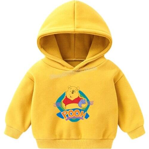 Disney Series Children Sweater Pooh Bear Snow White Clothing Long-sleeved Plus Fleece Top Sweater Cute Cartoon Fashion Boy Girl