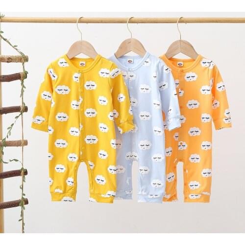 Fall Winter Newborn Baby Girls Boys 0-12 Month Lounge Set Clothes Long Sleeve One Piece Babysuit Bodysuit Clouds Siamese Climb