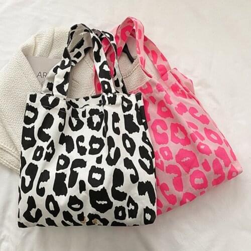 Fashion Women Shoulder Bag Retro Canvas Clutch Bags Leopard Bucket Tote Handbag