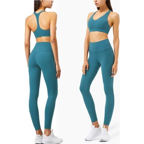 Yoga Set Women Back Sexy Y Type Fitness Shockproof Sports Bra & Gym High Waist Leggings 2 Pcs Running Quick Dry Sports Suits