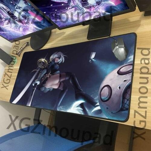XGZ Anime Mouse Pad Black Overlock Anime NieR Automata Computer Desk Mat Rubber Non-Slip Game Accessories 900x400/900x300 Xxl