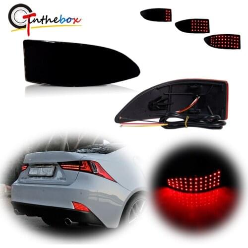 Red LED Rear Bumper Reflector Lights For 2006-2013 Lexus IS250 IS350 Taillight Brake & Rear Fog Lamp, Dynamic Turn Signal Light