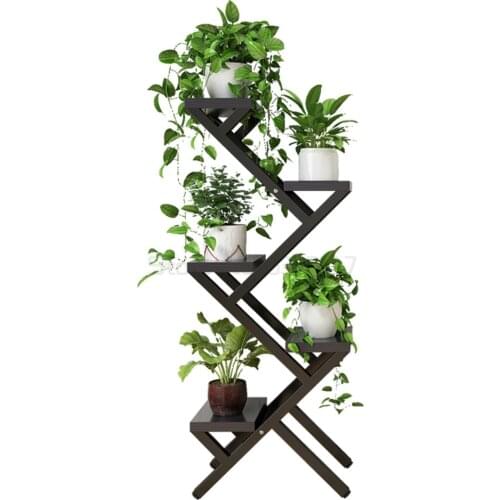 Creative fashionable flower stand multilayer iron flower frame living room flower pot tray shelf provincial space planter stand