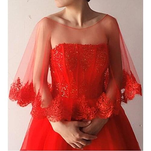 Lace Hem Wedding Party Shawl Bride wrap BOLERO Bridal Wedding jacket