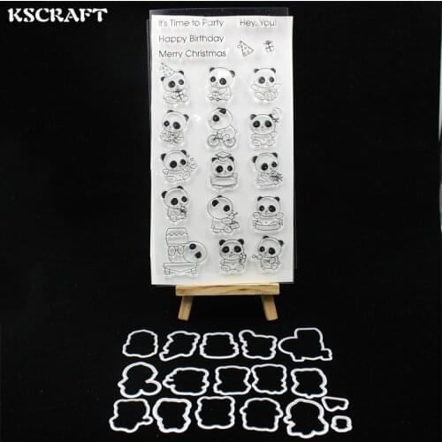 KSCRAFT Cute Pandas Stamp Metal Cutting Dies Stencils for DIY Scrapbooking/photo album Decorative Embossing DIY Paper Cards 123