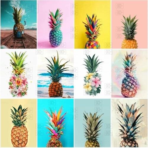 Square Round Full Diamond 5D Diy Diamond Painting Fruit Painting Diamond Embroidery Pineapple Kit Mosaic Handmade Home Decor