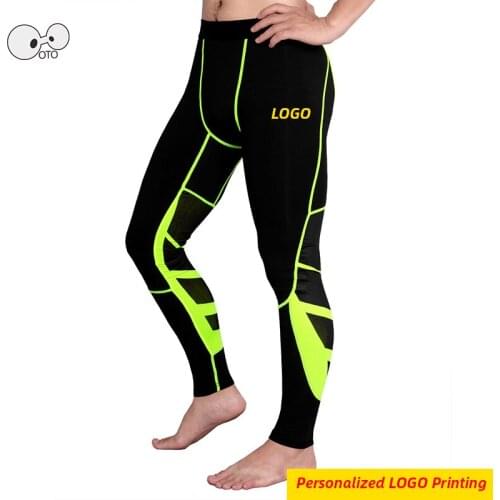 Personalized LOGO Men Compression Running Leggings Quick Dry Sports Gym Fitness Jogging Pants Workout Training Yoga Bottoms