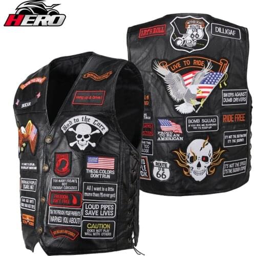 Leather Motorcycle Jacket Men Women Embroidery Patches Vintage Retro Motorcycle Vest Motorbike Moto Autumn Winter Plus Size 4XL