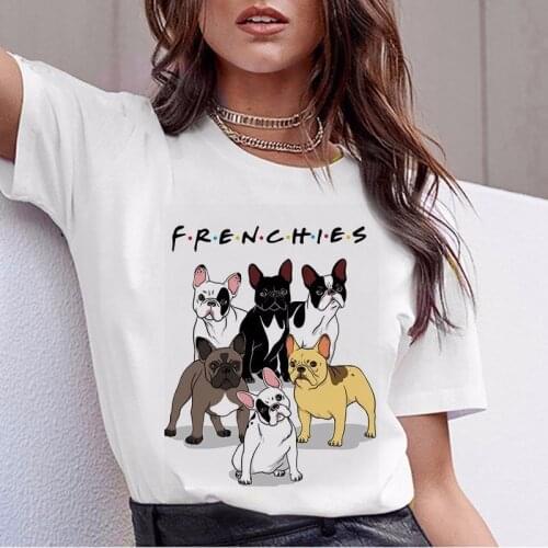2019 New Oversize Harajuku Top Tee Shirt For Women French Bulldog T Shirts Female Kwaii Tshirt French Bulldog Clothes T-shirt