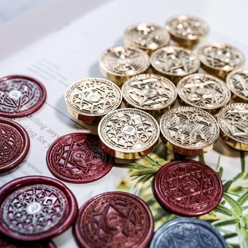 2021 New Twelve Constellation Wax Seal Magic Array Roulette Astrology Fire Paint Seal Head Christmas Gift DIY Accessories