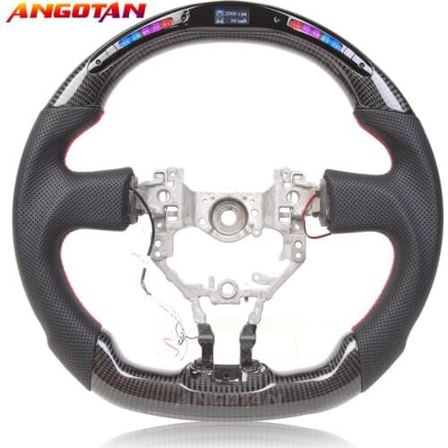 100% Carbon Fiber LED Display perforated leather Steering Wheel fits for volante Toyota 86