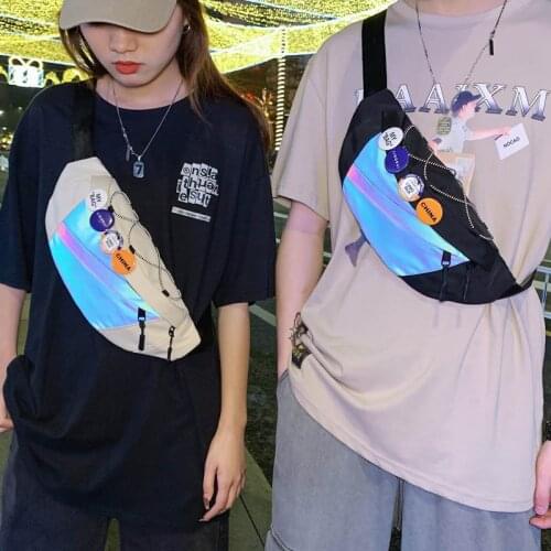 Street Style Waist Pack Unisex Hip Belt Bags At Night Reflection Running Phone Pouch 2021 Fashion Crossbody Bag Men Chest Bag