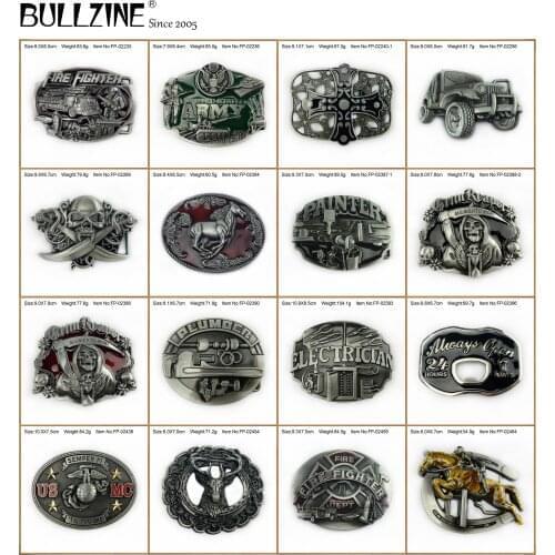 Bullzine Zinc alloy retro Fire fighter belt buckle Army Truck Skull Electrician Deer Western Skull belt buckle 4cm width belt