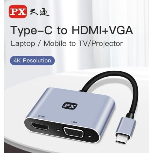 PX Type c to Hdmi Converter Adapter USB C type c to hdmi +VGA adapter for mobile tablet laptop to HDTV /Projector