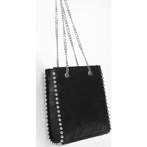 2021 Ladies New PU Leather Solid Color Studs Shopping Bag Tote Womens Bag Casual Shoulder Bag Chain Handbag