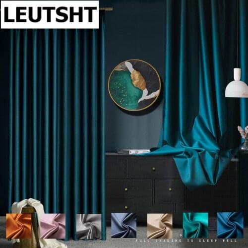 2021 New Nordic Light Luxury Pure Color Blackout Curtains for Living Room Bedroom Study Balcony Blackout Curtains Customization