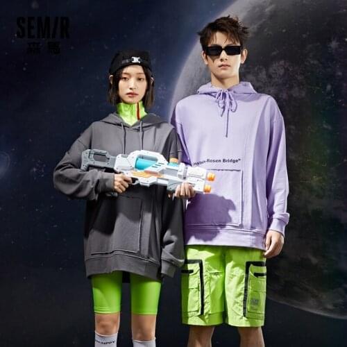 SEMIR Couple Sweatshirt Men 2021 Spring New Splicing Street Hoodie Fashion Loose Trend Hooded Hoodies Men