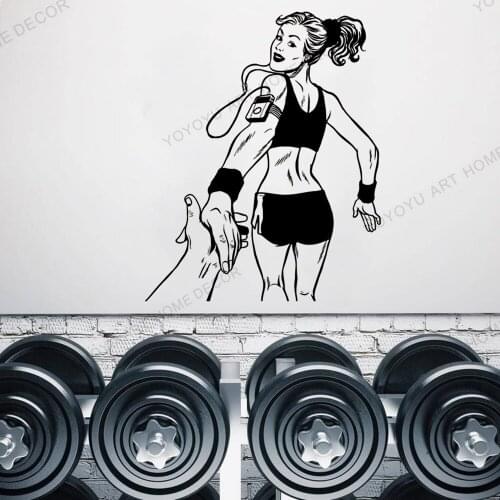 Running Girl Vinyl Wall Sticker Runner Run Home Gym Motivation Sexy Woman Decor Mural Vinyl Sport Wallpaper WZ29
