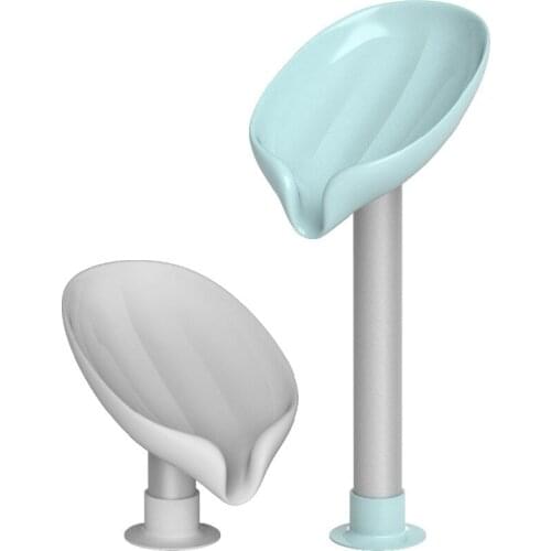 Leaf-shaped Soap Dish Box Soap Holder Drain Rack Toilet Soap Box Perforated Free Standing Suction Cup Travel Bathroom Gadget